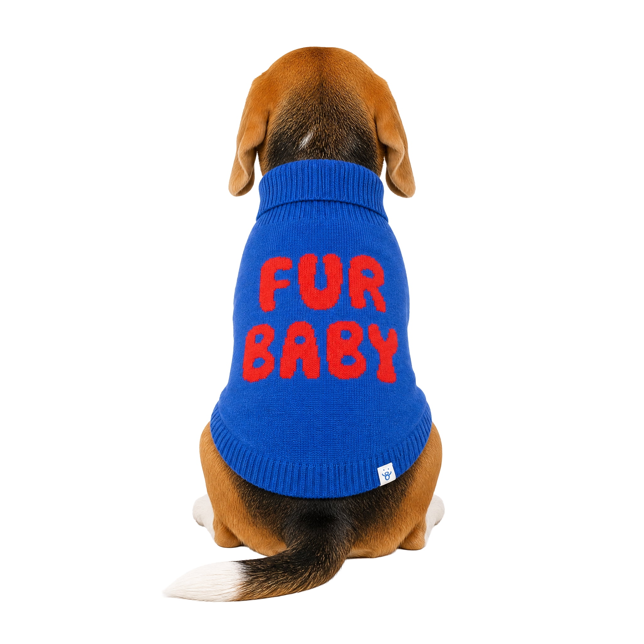 Oodles Fur Baby Fall Turtle Neck Dog Sweater, Blue, Medium