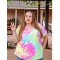 thumbnail image 2 of CASSIE LIZ Plus Size Tops 2X Summer Short Sleeve Colorful Tie Dye Shirts Womens Blouses Cute Ladies V Neck Tee Tunic Dressy Pullover 2XL 18W 20W, 2 of 6