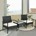 thumbnail image 4 of Gymax 3 PCS Patio Wicker Rattan Furniture Set Coffee Table & 2 Rattan Chair W/Cushion, 4 of 10