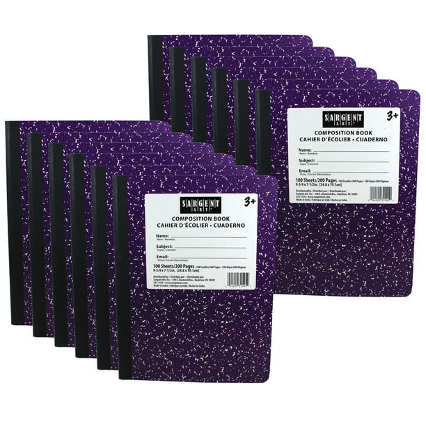 Composition Book, 100 Sheets, Purple, Pack of 12