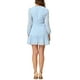 thumbnail image 3 of Vestido de puntos suizos con cuello en V y dobladillo con volantes de la marca INSPIRE CHIC para mujer, color azul claro M, 3 of 5