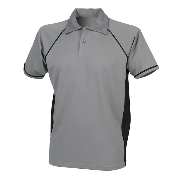 Finden & Hales - Polo deportivo/de deporte transpirable Modelo Piped Sports para hombre/caballero - Verano/ Deporte (Gris Bronce de Cañón, Negro)
