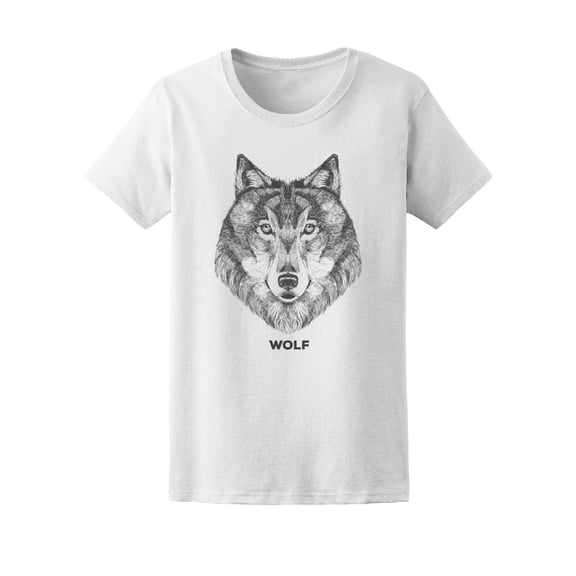 Frontview Of B&W Wolf Tee Women's -Image by Shutterstock