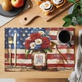 thumbnail image 2 of 4th of July Placemats Set of 4 Independence Day Floral American Flag Place Mats Indoor Wipeable Table Mats Washable Cloth Dining Table Placemats for Kitchen Holiday Party Home Decor 13x19 Inch, 2 of 9