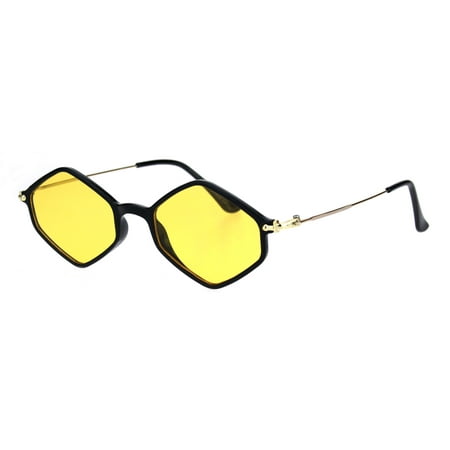 Mens Trendy Retro Hippie Color Lens Diamond Shape Sunglasses Yellow