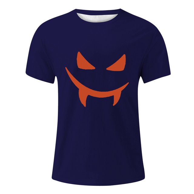 YDLCAFD Male Print Theme T Shirt Printed Solid Color Short Sleeve Top
