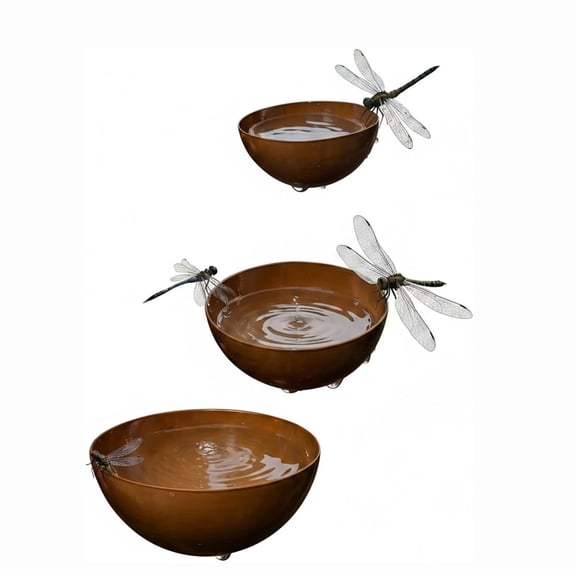 3-Tier Cascading Metal Bird Bath - Hanging Water Bowl Set, Pump-Free Natural Flow, Relaxing Rain Chain Feeder for Garden, Butterfly & Small Bird Drinking Station