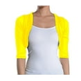 thumbnail image 3 of Fashion Secrets Women's Sheer Chiffon Bolero Shrug Jacket Cardigan 3/4 Sleeve (X-Small, Yellow), 3 of 3