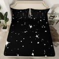 thumbnail image 2 of jejeloiu White Black Twin Sheet Sets,Cartoon Stars Twin Fitted Sheet,Kawaii Moons Flat Sheet For Girls,Luxury Bedroom Decor,3pcs, 2 of 7