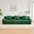 thumbnail image 3 of Boneless Sofa,3 Seat High-Quality Teddy Fabric,Anti-Slip Design,No Assembly Curved Armrests Streamlined,32D High Density Sponge For Living Rooms Bedrooms Reading Nook,Green, 3 of 5