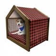 thumbnail image 1 of Plaid Pet House, Lumberjack Fashion Buffalo Checks Pattern Retro Style Grid Composition, Outdoor & Indoor Portable Dog Kennel with Pillow and Cover, 5 Sizes, Orange Black, by Ambesonne, 1 of 5