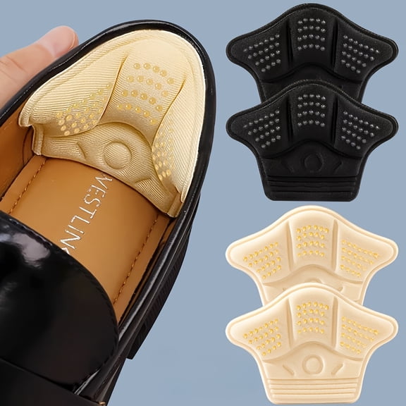 Self-adhesive Thickened Sponge Shoe Insoles, Anti-chafing Heel Pads, Suitable for Adjusting Large-sized Shoes to a Smaller Fit, Black/beige Sneaker Pads, Casual Shoe Protectors