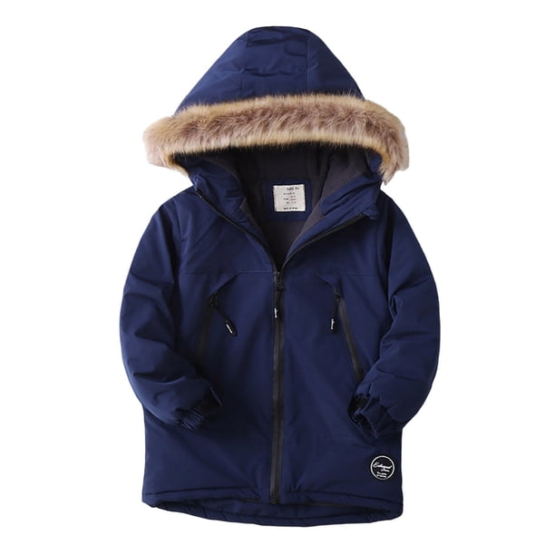 Gibobby Chamarra de forro polar para niños y niñasNiños Niñas Manga Larga Invierno Cálido Outwear Patchwork Color Chaqueta Abrigo Al Libre(Marina, 8-9 Años)