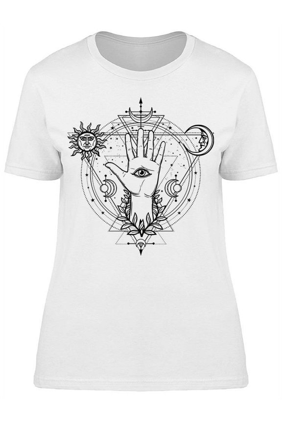 Mystical Drawing Divine Hand T-Shirt Women -Image by Shutterstock, Female x-Large