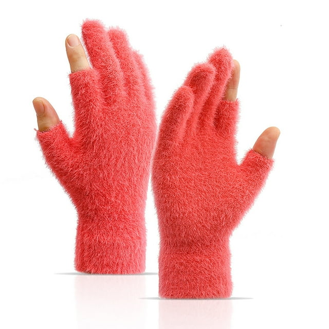 WIFKLSIIPG Gants d'Hiver Chauds pour Course Randonnée Pêche Coupe-Vent Deux Doigts Gants d'Écriture Écran Cadeau Chaud pour Hommes et Femmes