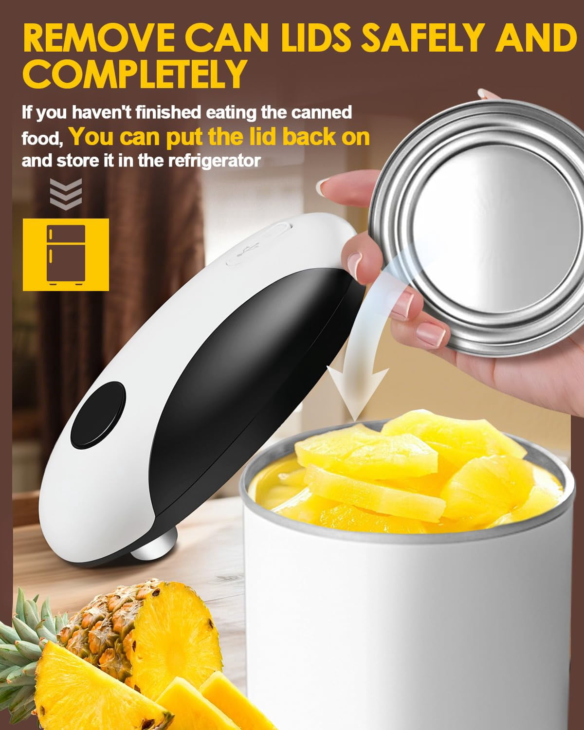 JFengqi Electric Can Opener, One-Touch Automatic Can Opener, Rechargeable, Hands-Free, Fits All Can Sizes, Catch for Kitchen & Seniors with Arthritis