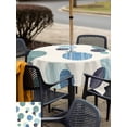 thumbnail image 5 of Outdoor Tablecloths with Umbrella Hole & Zipper, Abstract Geometric 60x60 Inch Square Tablecloths, Farmhouse Vintage Polka Dot Teal Blue Waterproof Table Cloth, Patio/Pool/Picnic Table Covers, 5 of 8