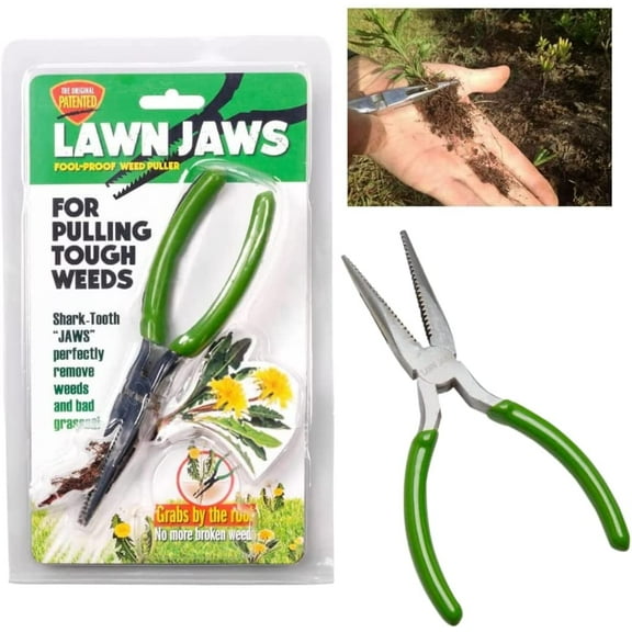 Lawn Jaws The Original Shark Tooth Weed Puller Remover Weeding & Gardening Tool Weeder - Pull from The Root Easily!- Great Gardening