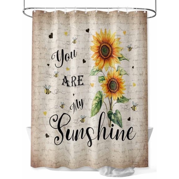 Shower Curtain Sunflower Shower Curtains for Bathroom, Waterproof Polyester Shower Curtain Set with Hooks, Standard Size 66" x 72" My Sunshine Retro Floral