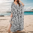 thumbnail image 6 of Women's Plus Size Swimwear Cover Ups Leopard Print Long Sleeve V Neck Beach Dress Lightweight Quick Dry Comfy Bathing Suits, 6 of 6