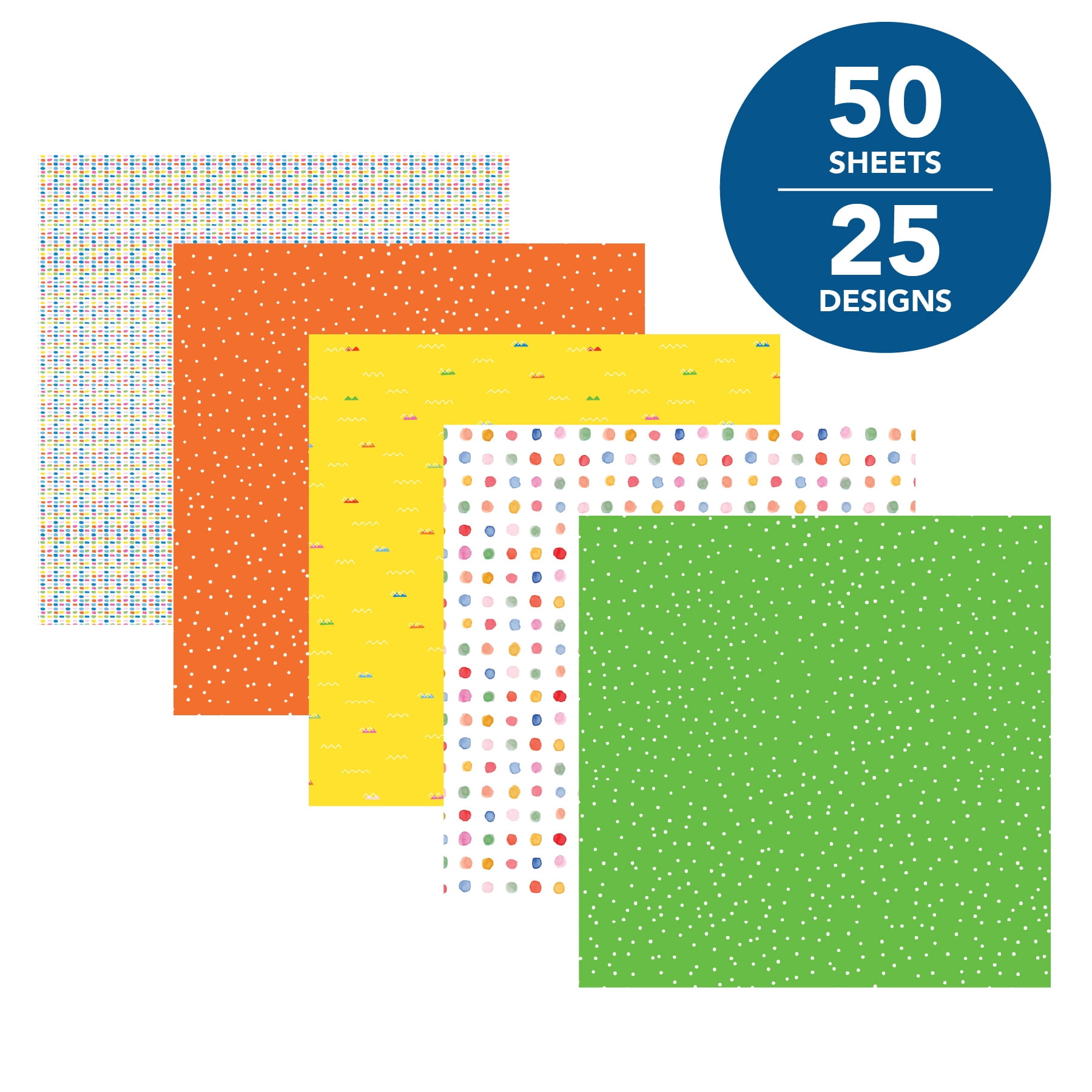 Roobee by Hello Hobby /Sunshine Paper Pad, Multicolor Scrapbook Paper, 50 Sheets, 25 Designs