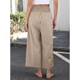 thumbnail image 5 of ANRABESS Women Striped Gingham Wide Leg Palazzo Pants Casual Lounge Cropped PJ Bottoms Comfy Cute Plaid Pants with Pockets Light Brown White Plaid Large, 5 of 8