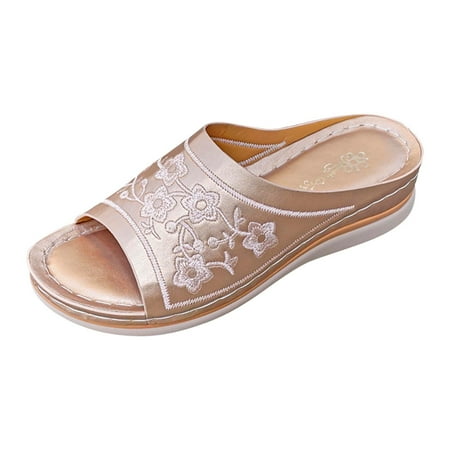 

Casual Wedge Sandals for Women Comfortable Flower Clip Toe Summer Beach Sandals Fashion Ladies Bohemia Platform Dress Shoes