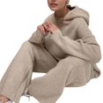 thumbnail image 1 of Conjunto de Dos Piezas para Mujer, Suéter Informal de Punto con Capucha y Pantalones Rectos, Ropa de Viaje para el Otoño. Albaricoque M, 1 of 7
