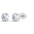 thumbnail image 2 of Decadence 925 Sterling Silver 5mm Round Created White Sapphire April Birthstone Screwback Stud Earrings, 2 of 5