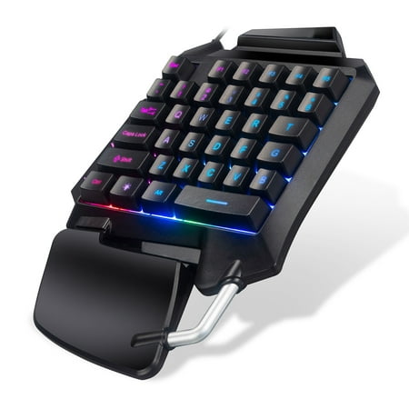 RGB One Hand Keyboard, TSV Gaming Keyboard Single-Handed 35 Keys for PS4/Xbox/PC, Portable Mini Left Hand Keypad RGB Backlit, Wired USB Mobile Game Half