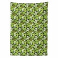 thumbnail image 2 of Sage Tablecloth, Fresh Nature Theme Wildflowers Leaves Bloom Foliage Nostalgia Vintage Abstract, Rectangle Satin Table Cover for Dining Room and Kitchen, 60" X 84", Green Black White, by Ambesonne, 2 of 2