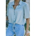 thumbnail image 4 of ABPHQTO Camisa de mujer con botones fruncidos y manga farol con cordón verde, 4 of 5