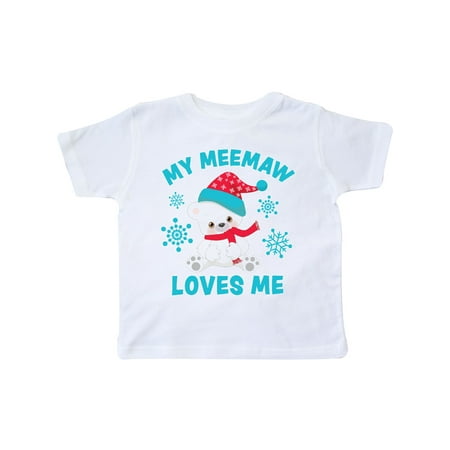 

Inktastic Polar Bear My Meemaw Loves Me in Santa Hat with Snowflakes Gift Toddler Boy or Toddler Girl T-Shirt