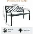 thumbnail image 2 of Metal Outdoor Bench, Weatherproof Garden Bench with Square Pattern Backrest and Armrests, for Patio, Porch, Park, Lawn, 2 of 7