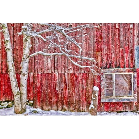 Image of 7x5ft Red Vintage Barn Door Backdrop Newborn Photo prop