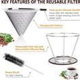 thumbnail image 2 of Reusable Stainless Steel Pour Over Coffee Filter, V60 Style Cone Dripper with Silicone Handle and Cleaning Brush, 2 of 3