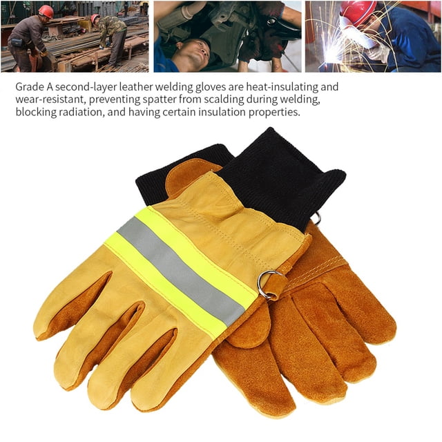 Guantes de Guantes, Ala Transpirable Aislada Flame Retardante de Cuero de Vaca Guantes Imperesles para rescatar a Las Personas