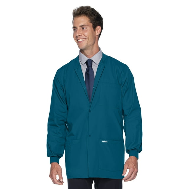 Landau Essentials Vestes de Sarrau à 5 Poches pour Hommes - Coupe Classique Décontractée, Col Ras du Cou, devant à Boutons-Pression, Sarraus d'Échauffement 7551