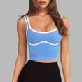 thumbnail image 3 of Cropped Tank Tops for Women High Impact Push Up Racerback Sleeveless Contrast Binding Workout Yoga Gym Tanks, 3 of 7