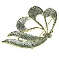 Flowing Ribbon Bow Brooch-Pin Gold-Tone & Silver-Tone Metal LQP764