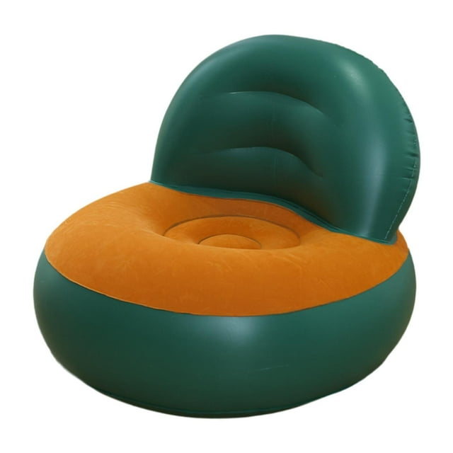 Sofá inflable, cómodo sofá en forma de L con respaldo para el hogar. naranja y verde