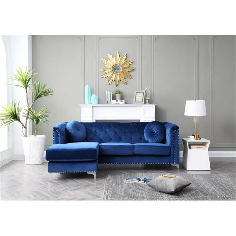 Timber Navy Blue Velvet Sofa, 2-Seater