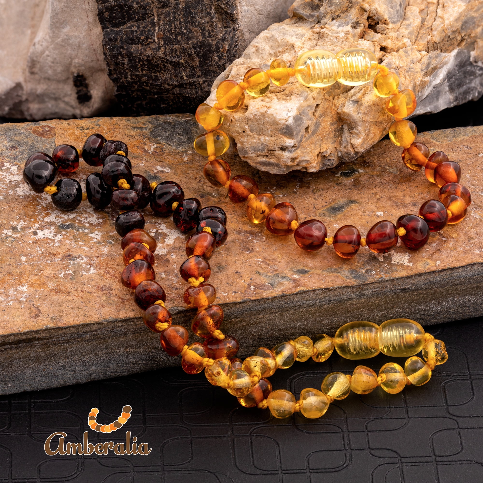 5.5 inches GIA Certificated- Boost immune system - Cherry/Cognac Amberalia Baltic Amber knotted bracelet 14cm 