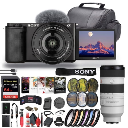 Sony ZV-E10 Mirrorless Camera with 16-50mm II Lens and 18-105mm Lens   Accessory Kit (International Model)