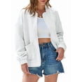 thumbnail image 2 of Jackets for Women Autumn Fashion Cute Jacquard Coats Zip Up Jackets Dressy Casual White M, 2 of 9