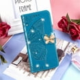 thumbnail image 5 of Wallet Case for Samsung Galaxy S23 FE (NOT S23) for Women Girls, Shiny Butterfly Flower PU Leather Cover with Card Slot Holder Flip Phone Case for Samsung Galaxy S23 FE Rhinestone Blue, 5 of 18
