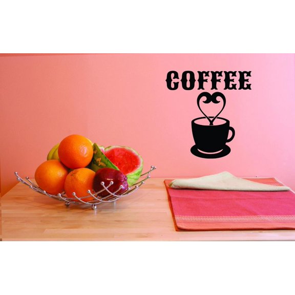 Custom Decals Coffee Wall Art Size: 20 X 20 Inches Color: Black