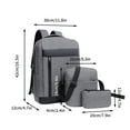thumbnail image 2 of Backpack Three Piece Set, Large Capacity USB Student Backpack, Suitable for School and Outdoor Travel, Computer Bag for Men And Women with Large Capacity - Gray, 2 of 5