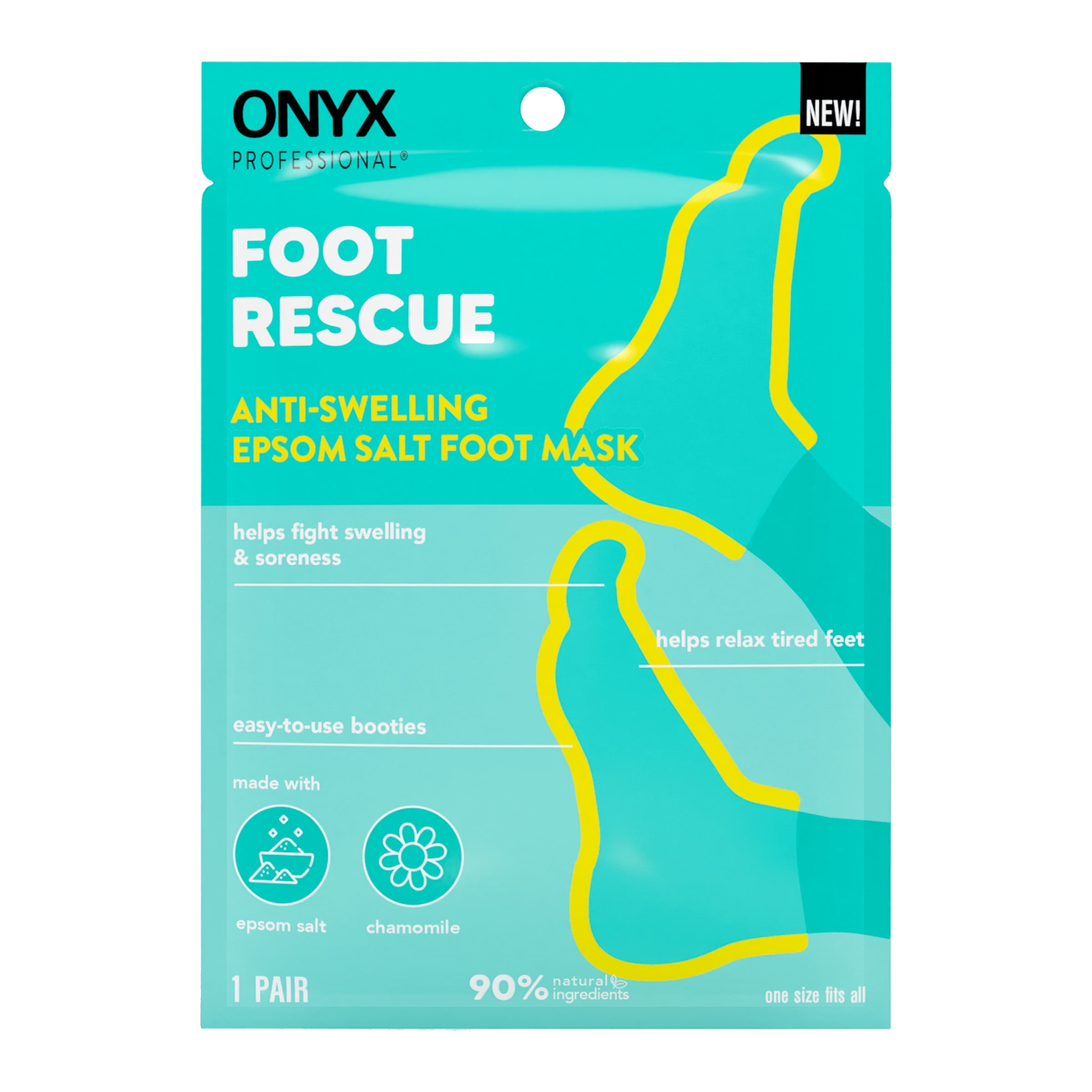 (2 pack) Onyx Professional Foot Rescue Anti-Swelling Epsom Salt Foot Mask, One Size, 1.35 oz,