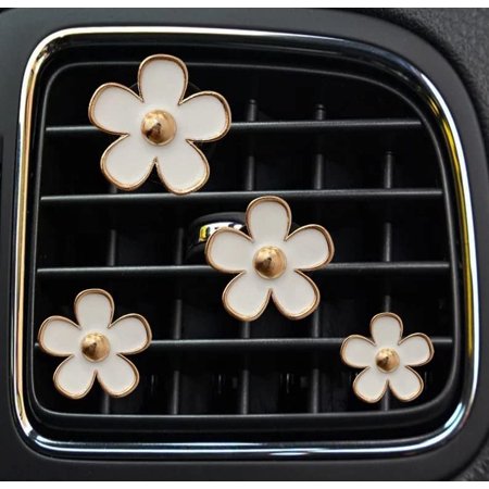 Cute Daisy Flower Air Vent Clip (Pack of 4) | Air Freshener Clip | Car Flower Accessories | Valentine's Day Gift (Black)